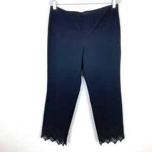 Alfani Women's Ankle Pants Size 12 Black Stretch Embroidered Border